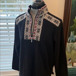 L.L. Bean Black and White Patterned Women's Hoodie